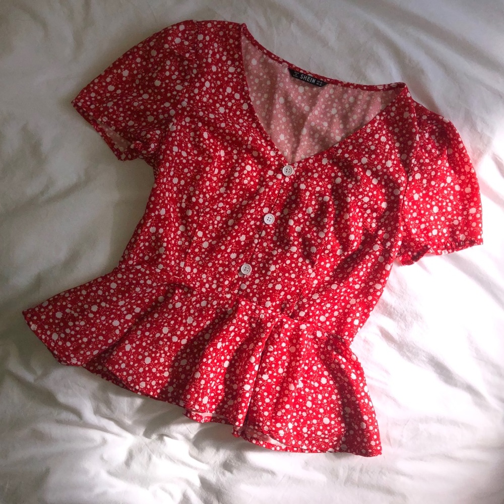 🤩 3/$13 SHEIN Ditsy Floral Peplum Top